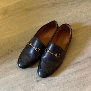 Coach Black Leather Loafers with Gold Accent